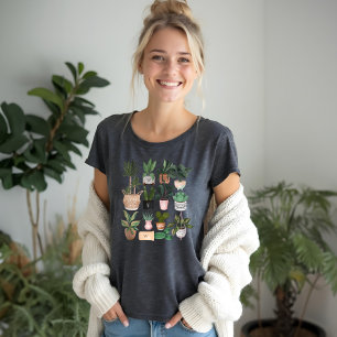 Crazy Plant Lady Grafische Waterverf Potentiële Tri-Blend Shirt