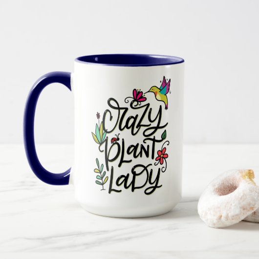 Crazy Plant Lady, met de hand geschreven Mok (Met donut)