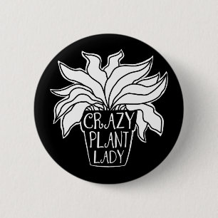 Crazy Plant Lady Potted Houseplant Ronde Button 5,7 Cm