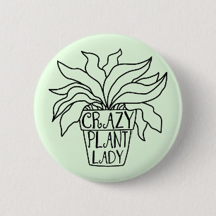 Crazy Plant Lady Potted Houseplant Ronde Button 5,7 Cm