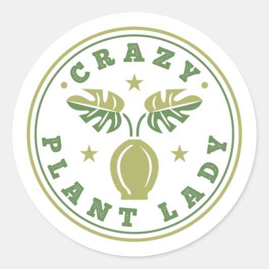 Crazy Plant Lady Ronde Sticker (Voorkant)