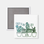 Crazy Plant Lady - Small Square Magnet Magneet (Voorkant / Achterkant)