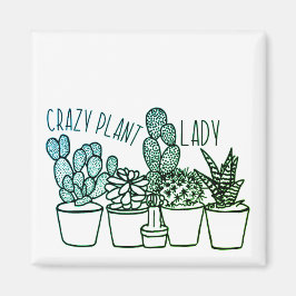 Crazy Plant Lady - Small Square Magnet Magneet
