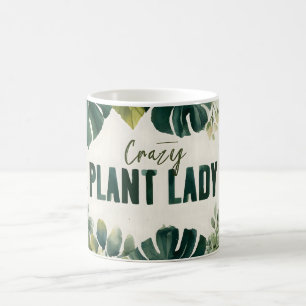 Crazy Plant Lady typografie banner met waterverf Koffiemok