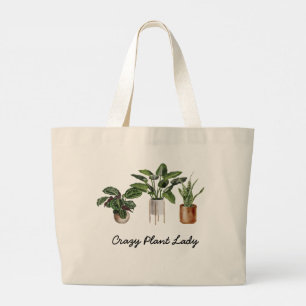Crazy Plant Lady Waterverf Houseplanten Grote Tot Tote Bag