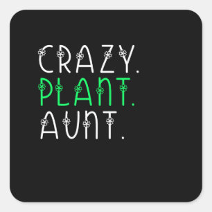 Crazy plant tante vierkante sticker