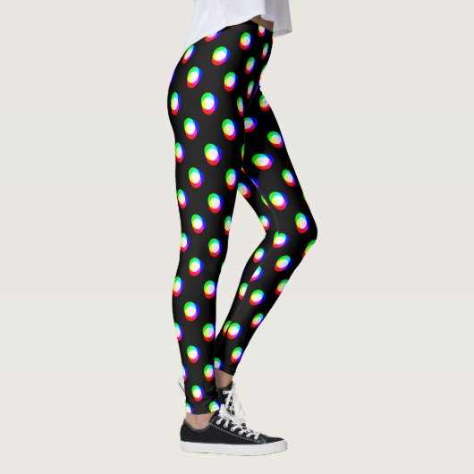 Crazy Polka Dots Grotere Custom Background Black Leggings (Rechts)