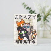 Crazy pour chats carte postale (Debout devant)