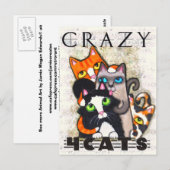 Crazy pour chats carte postale (Devant / Derrière)