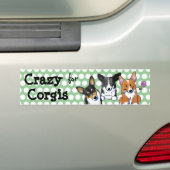 Crazy Pour Sticker Corgis Bumper (En voiture)