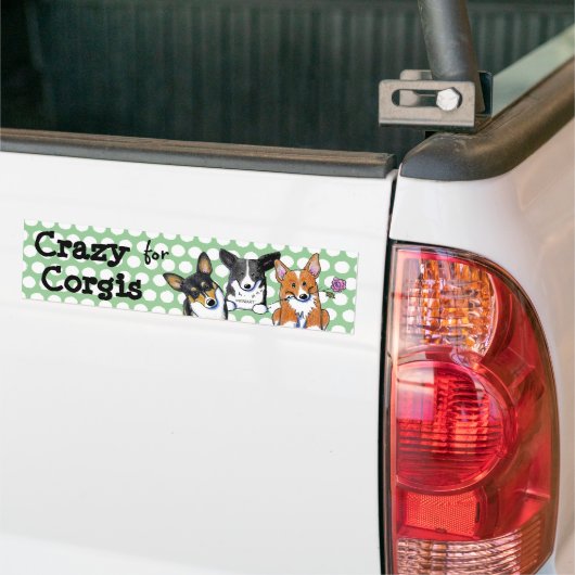 Crazy Pour Sticker Corgis Bumper (Sur camion)