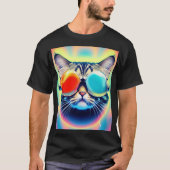 Crazy Psychedelic Psychonaut Kitty Cat White T-shirt (Voorkant)