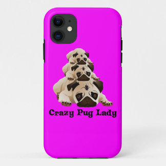 Crazy Pug Lady iPhone 11 Hoesje