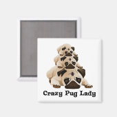 Crazy Pug Lady Magneet (Voorkant / Achterkant)