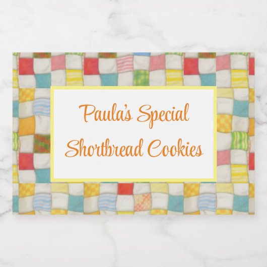 CRAZY QUILT 2x3 Eten Container Label / Horizontaal Voedselcontainer Etiket (Enkel label)