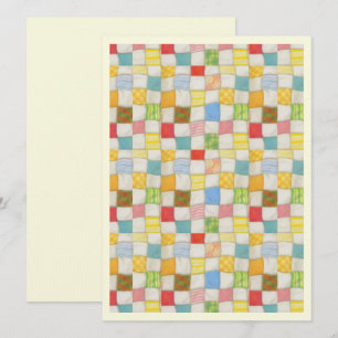 CRAZY QUILT 5,5 x 7,5 Carte plate / Crème / Vertic