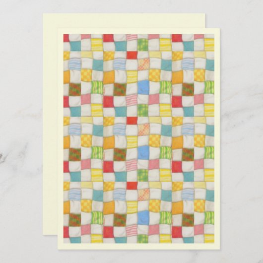 CRAZY QUILT 5,5 x 7,5 Carte plate / Crème / Vertic (Devant / Derrière)
