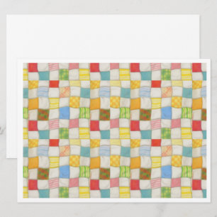 CRAZY QUILT 6.5x8.75 Carte à plat / Horizontal bla