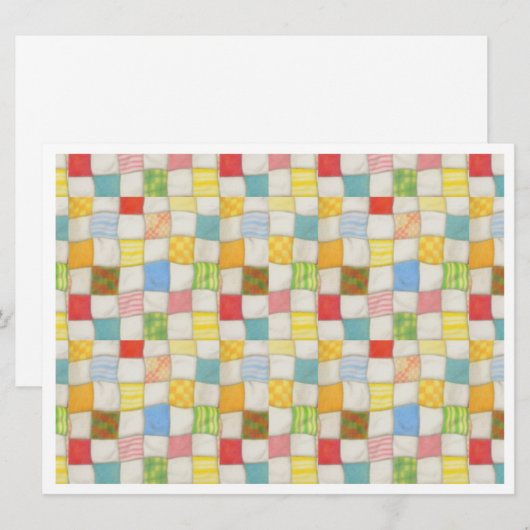 CRAZY QUILT 6.5x8.75 Plat Kaartje / Wit Horizontaa Kaart (Voorkant / Achterkant)