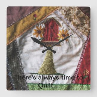 Crazy Quilt Birdhouse Vierkante Klok