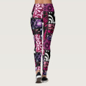 Crazy Quilt Black Cherry Floral Pattern  Leggings (Achterkant)