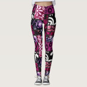 Crazy Quilt Black Cherry Floral Pattern  Leggings (Voorkant)