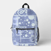 Crazy Quilt Blue Gingham Floral Pattern  Bedrukte Rugzak (Voorkant)