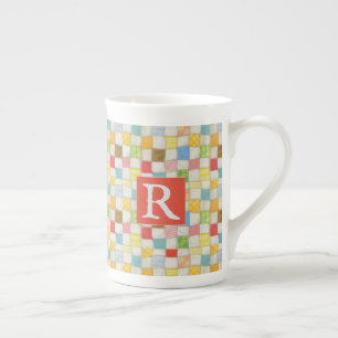 CRAZY QUILT Bone China Mok + Tekst / Rood