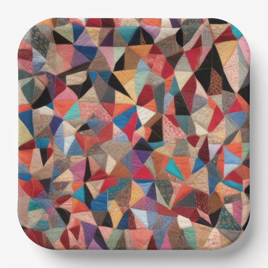 Crazy Quilt Design Papieren Bordje (Voorkant)
