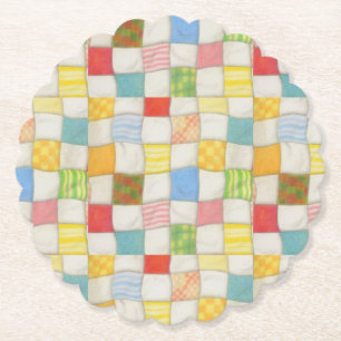 CRAZY QUILT Geboorde Ronde Papieren Onderzetters