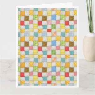 CRAZY QUILT Grande carte de remerciements / Blanc