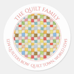 CRAZY QUILT Grote ronde adresenvelop afdichtingen Sticker