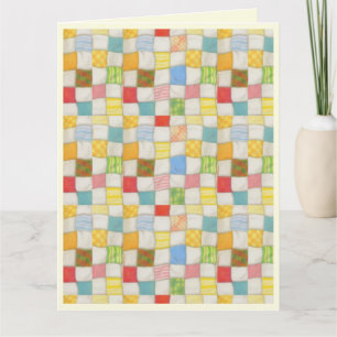 CRAZY QUILT Grote Verjaardag Kaart / Cream