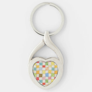 CRAZY QUILT Metalen Hart Sleutelhanger