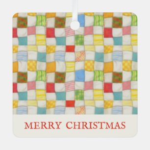 CRAZY QUILT Metalen Vierkante Siervorm + Tekst Ornament