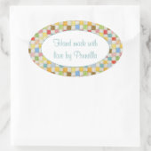 CRAZY QUILT Ovaal "Handgemaakt" Stickers (Tas)