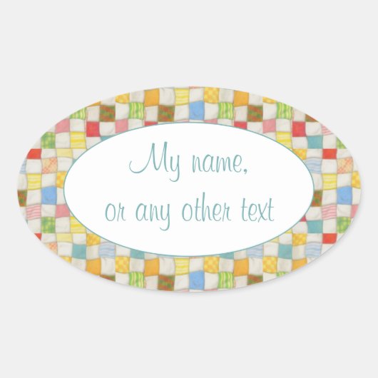 CRAZY QUILT Ovaal Mat Stickers (Voorkant)