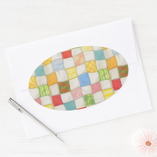 CRAZY QUILT Ovale Stickers (Envelop)