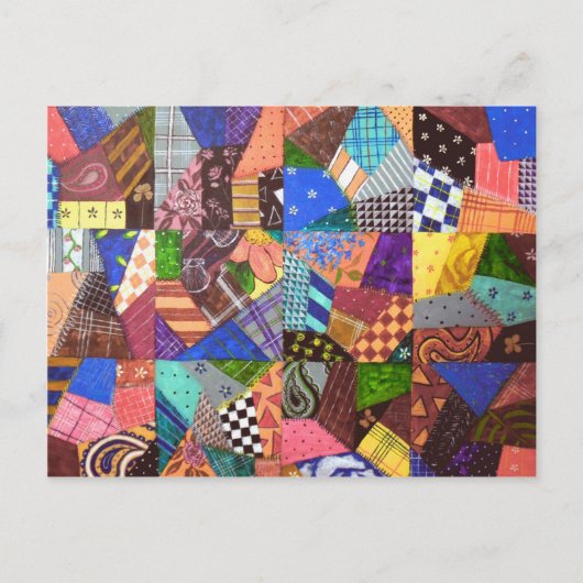 Crazy Quilt Patchwork Quilt Abstract Art Geometric Briefkaart (Voorkant)