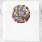 Crazy Quilt Patchwork Quilt Abstract Art Geometric Ronde Sticker (Tas)