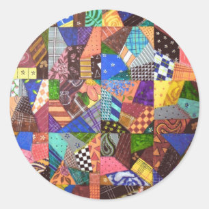 Crazy Quilt Patchwork Quilt Abstract Art Geometric Ronde Sticker