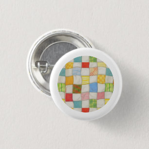 CRAZY QUILT Pin Ronde Button - Wit