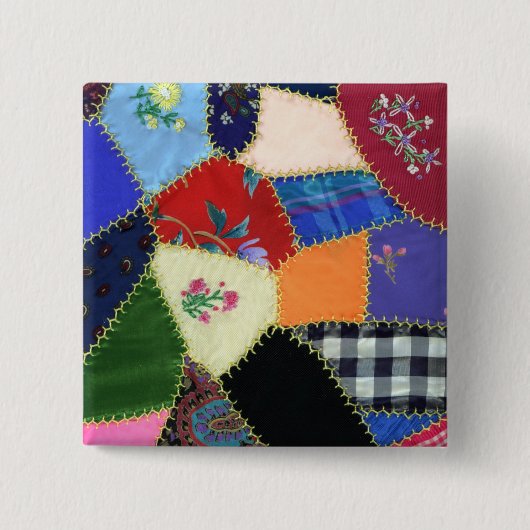  Crazy Quilt Pin Vierkante Button 5,1 Cm (Voorkant)