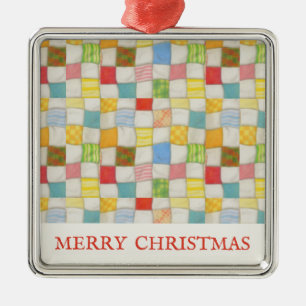 CRAZY QUILT Premium Vierkant Ornament + Tekst
