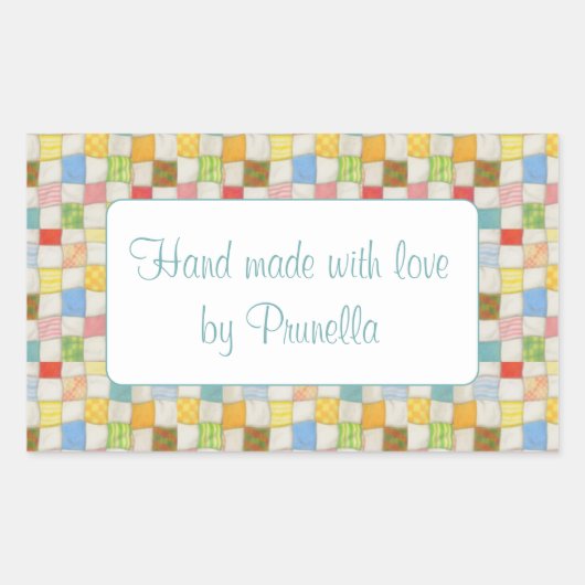 CRAZY QUILT Rechthoekige "Handgemaakt" Stickers (Voorkant)