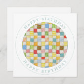 CRAZY QUILT Square Flat Birthday Kaart (Voorkant / Achterkant)