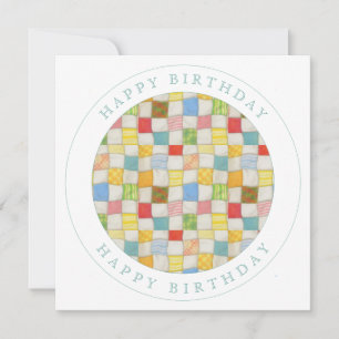 CRAZY QUILT Square Flat Birthday Kaart