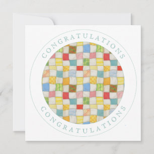 CRAZY QUILT Square Flat Gefeliciteerd Kaart