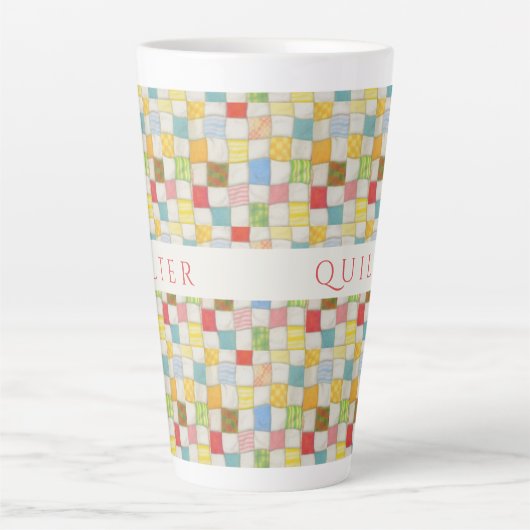 CRAZY QUILT Tall Latte Mug + Initial (Devant)