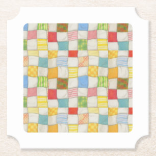 CRAZY QUILT Ticket Papier Onderzetters Wit